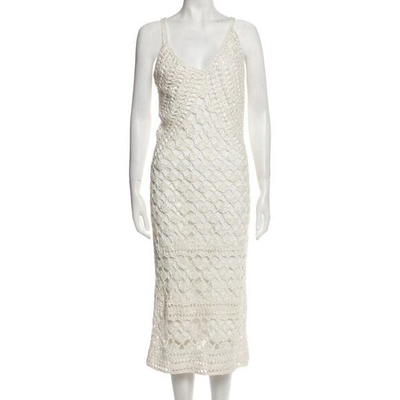 Ralph Lauren Collection Hand Crochet Sleeveless V-Neck Sweater Dress Silk Knit S - Picture 7 of 15